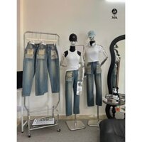 Quần baggy jean nữ rách tua rua hai bên túi và loang cá tính Lê Huy Fashion MS 368