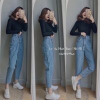 Quần baggy jean nữ rách MURADFASHION, chất jeans cứng không giãn màu xanh BG080