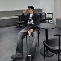 quần baggy jean ống rộng form to loang 1005 unisex nam và nữ (hình chụp thật)