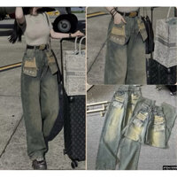 Quần Baggy Jean Ống Suông Nữ Thêu Kaka Hottrend