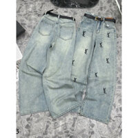 Quần Baggy Jean Ống Suông Nữ Thêu SYL  Hottrend