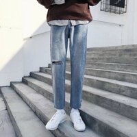 Quần Baggy Jean Rách Gối Unisex M1111