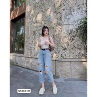 Quần baggy jean rách màu xanh