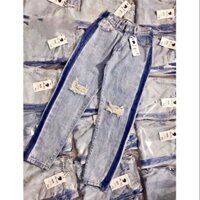 Quần baggy jean rách nữ sọc hông rách gối Bg7554