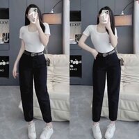 QUẦN BAGGY JEAN TRƠN ĐEN BASIC BIGSZIE ( 60 - 90 KG )