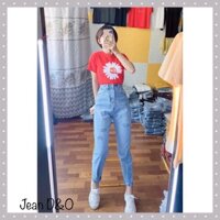 Quần Baggy Jean Xanh Nhạt Rách 3  - Lưng Cao - Form Thường Big Size [ 30-35 ] - Không Co giãn