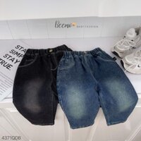 Quần baggy jeans chỉ nổi bé trai, quần bò dài trơn màu dáng baggy cho bé