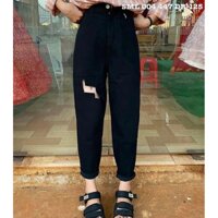 Quần BAGGY jeans đen Lưng cao rách