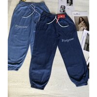 Quần Baggy Jeans Lững 9 Tấc Lưng Chun Mẫu Thêu Bo Gấu - Quần Jeans Giấy Lưng Chun Bo Ống