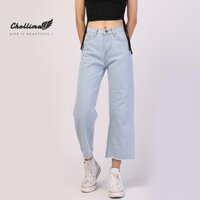 Quần baggy jeans nữ Chollima ống rộng trơn tua lai màu trắng bạc QD014 – quần bò nữ ulzzang Xịn