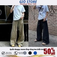 Quần Baggy Jeans Ống Rộng dây lưng - Quần dài dây thựng Unisex Nam Nữ
