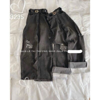 QUẦN BAGGY JEANS ỐNG SUÔNG RÁCH MẢNG