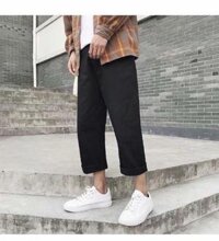 Quần baggy Kaki đẹp. Quần Kaki nam nữ - Đen,L