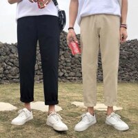 QUẦN BAGGY KAKI NAM NỮ MÀU ĐEN ỐNG XUÔNG UNISEX JOGGER XUÔNG TRƠN - ĐEN,DƯỚI1M65-60KG