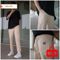 Quần baggy kaki nam nữ ống suông basic unisex lưng chun có dây rút màu đen và màu be đẹp trẻ trung pon.mens hà nội