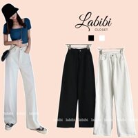 Quần Baggy Kaki Nữ Dáng Dài Ống Suông Rộng Ulzzang Hai Màu Trắng Đen, Labibi - Hàng nhập khẩu0