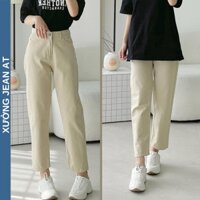Quần Baggy Kaki Nữ Lưng Cao Màu Kem Form Trơn Basic Chất Kaki Jean Mền Mịn Dễ Mặc Dễ Phối 435