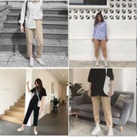 Quần Baggy Kaki Ống Suông Unisex - Be