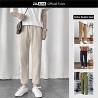 Quần Baggy Kaki Unisex Basic Ống Rộng Cạp Chun, Quần Kaki Dáng Suông Cao Cấp A04