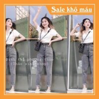 Quần baggy khói trơn 💖FREESHIP💖 Quần baggy jeans nữ trơn màu khói AD51 _Linhmit_store