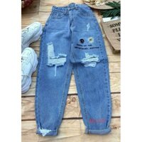 Quần baggy lưng cao hoa cúc rách