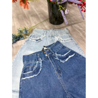 Quần Baggy lưng cao phong cách Hàn Quốc ,Rách kiểu mới