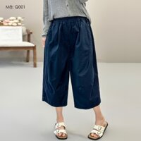 Quần baggy lửng lưng thun KAMAKA ống rộng hai túi chéo - Q001