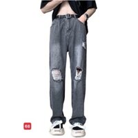 Quần baggy nam màu xám đen kiểu rách trẻ trung,Quần beggy nam chất denim ống rộng thoải mái thoáng mát T-fashion24h ms68