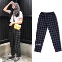Quần Baggy Nam Nữ Kẻ Caro PLAID Ống Suông Unisex - Kiểu quần baggy nữ vải Plaid kẻ caro dáng suông rộng Leevin Store