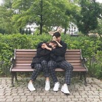 Quần Baggy Nam Nữ Kẻ Caro PLAID Ống Suông Unisex - Kiểu quần baggy nữ vải Plaid kẻ caro dáng suông rộng Leevin Store