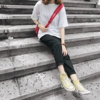 Quần baggy nam nữ mặc , quần kaki nữ nam , quần kaki lưng thun , quần basic nam nữ mặc ,  - Đen - L