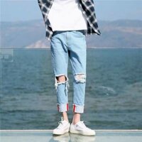 QUẦN BAGGY NAM NỬ RÁCH GỐI