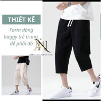 Quần baggy nam,quần baggy nữ lưng thun đũi xước Nhật,quần baggy lửng nam nữ thoáng mát