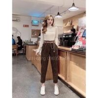 Quần Baggy Nhung Tăm Kèm Dây Thắt Lưng (siêu rẻ)