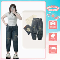 Quần Baggy Nữ Bigsize 55-90kg Xước Rách Cá Tính Phối Túi Sau Đắp Kiểu In Chữ Nổi Siêu Đẹp Chất Jean QCCC5005