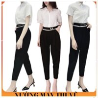 Quần baggy nữ cạp chữ M, quần nữ cạp chun/ quần baggy công sở vải Umi hàn.