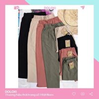 Quần baggy nữ cạp chun cao cấp chất đũi thoáng mát Q140 - Đen,M