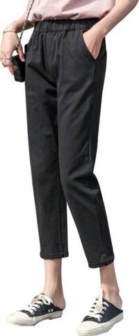 Quần baggy nữ cạp chun Haint Boutique QT04 - Đen - S