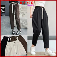 Quần Baggy Nữ Cạp Chun Tôn Dáng Chất Vải Kaki Cao Cấp Co Giãn RAME CLOTHING