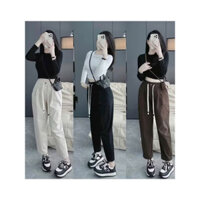 Quần Baggy Nữ Cạp Chun Tôn Dáng Chất Vải Kaki Cao Cấp Co Giãn