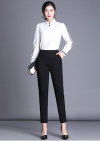 Quần baggy nữ cạp chun vải dày mịn đẹp co giãn DV22 - đen cạp chun - M