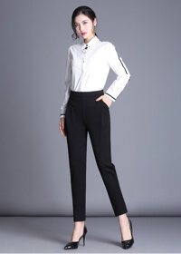 Quần baggy nữ cạp chun vải dày mịn đẹp co giãn DV22 - đen cạp chun - S