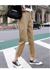 Quần baggy nữ chất kaki mềm  - Nâu - L