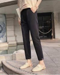 Quần baggy nữ chất kaki mềm  - Đen - L