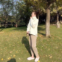 Quần baggy nữ dạ hàn cạp khóa lưng chun co giãn