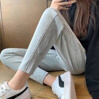 Quần baggy nữ dạ nhung dày ấm ly sườn chun gấu form siêu đẹp 2 màu ghi/đen mặc ở nhà, ra đường ,đi học, đi làm siêu tiện