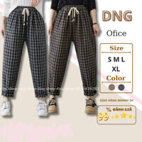 Quần Baggy Nữ ĐẸp Lưng Cạp Cao Dạ KẺ Caro,Quần Dài Thụng Kẻ Xám-Kẻ Nâu Lưng Thun Dây Rút cao cấp hàn quốc DNG
