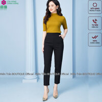 Quần baggy nữ Hiền Trần BOUTIQUE cạp chun sau, quần baggy vải công sở, cạp cao form dáng chuẩn, chất vải cao cấp - Size 2XL 58-62 kg