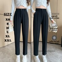 Quần baggy nữ  học sinh, công sở quần tây nữ lưng cao  Bigsize màu đen cao cấp khóa trước chất co giãn. A06