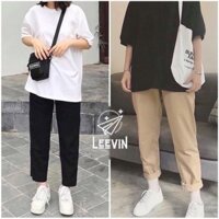 Quần Baggy Nữ Kaki Ống Suông UNISEX vải co dãn - Kiểu quần kaki nữ mềm form dáng đứng Leevin Store ྇